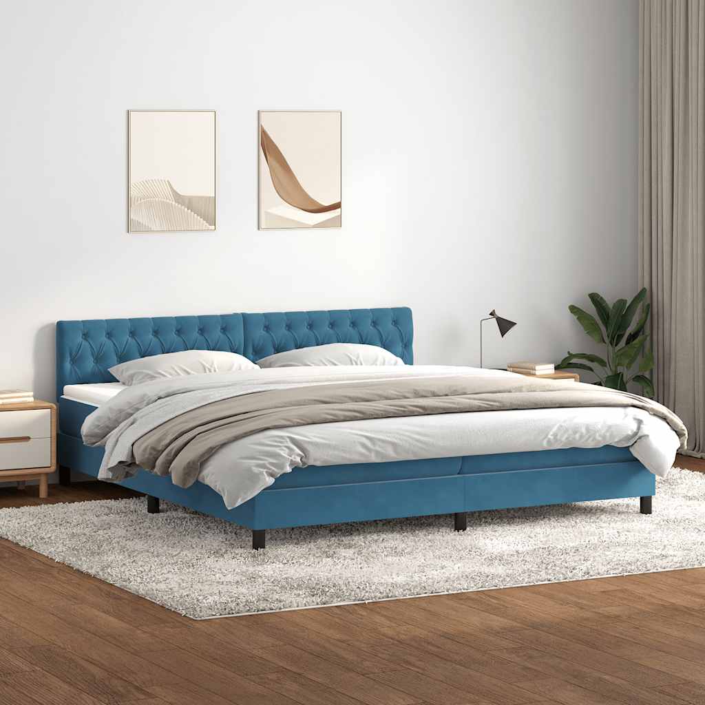 Boxspringbett Mit Matratze Samt Dunkelblau