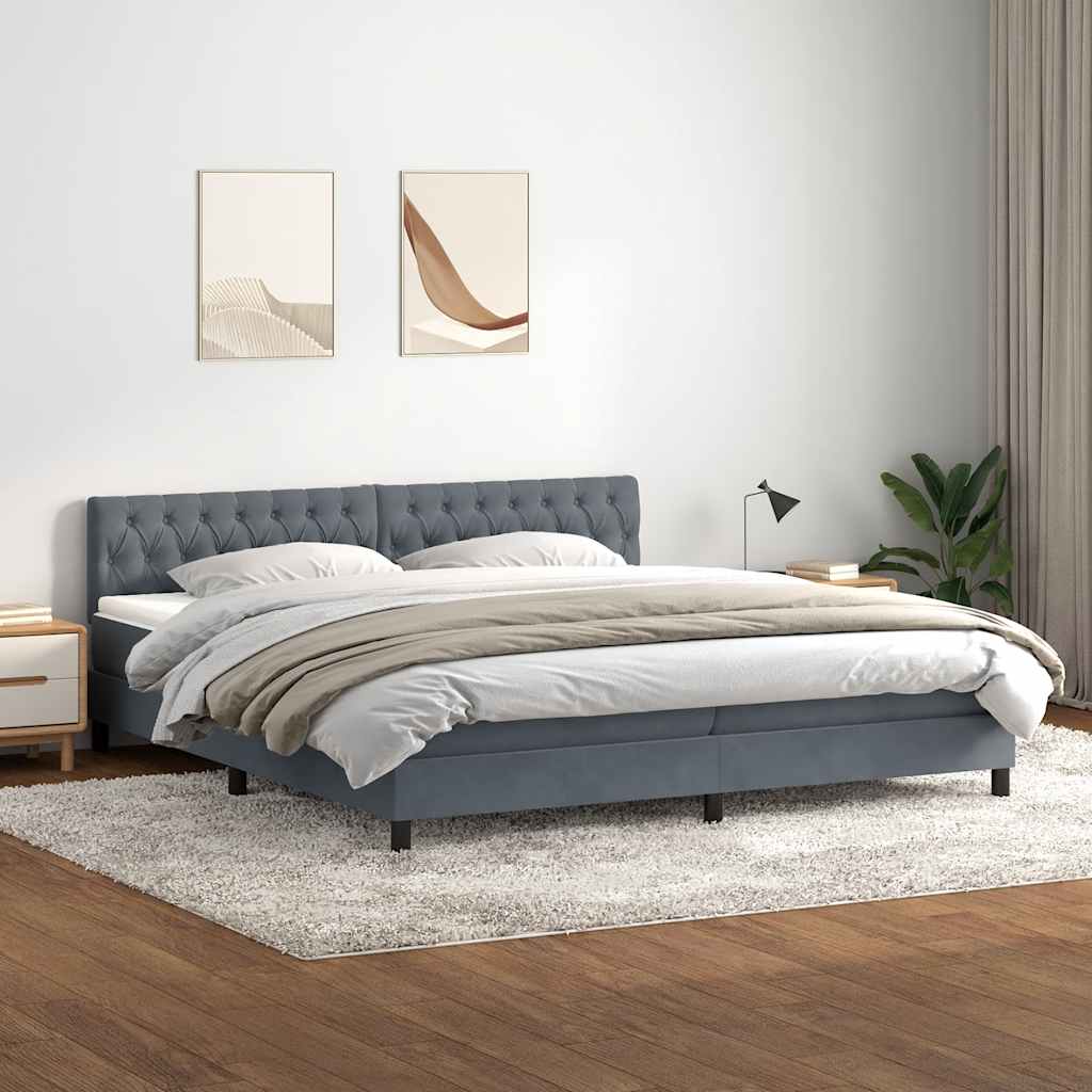 Boxspringbett Mit Matratze Samt Dunkelgrau