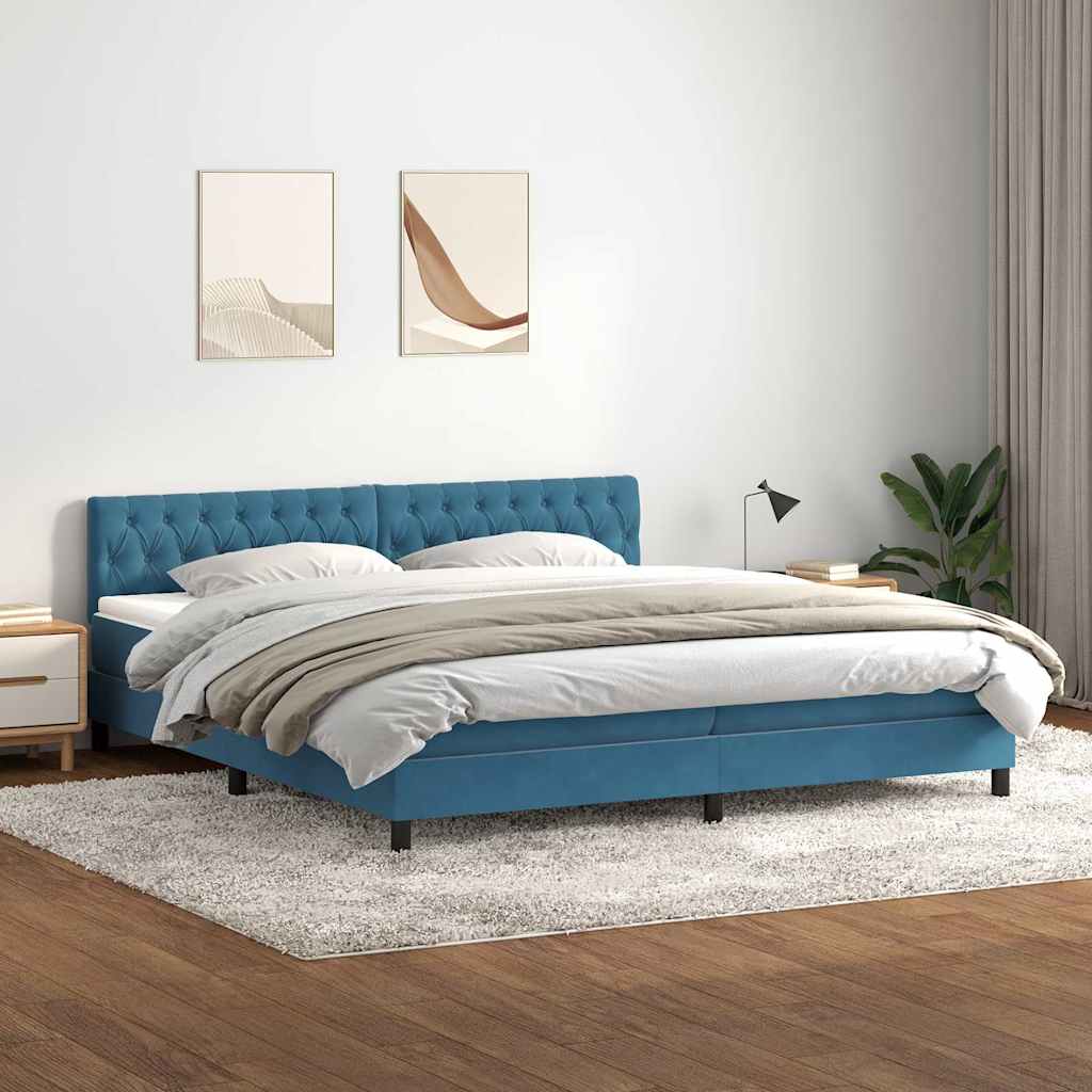 Boxspringbett Mit Matratze Samt Dunkelblau