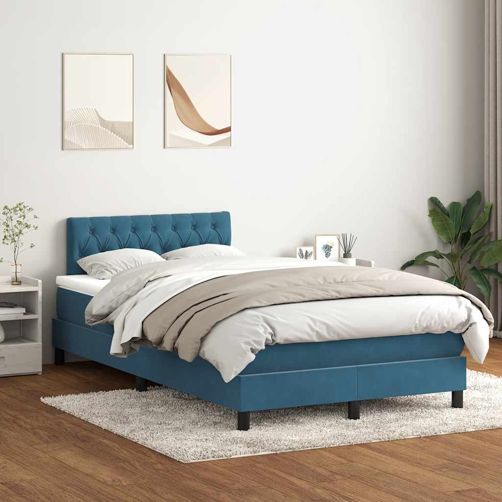 Boxspringbett Mit Matratze Samt Dunkelblau