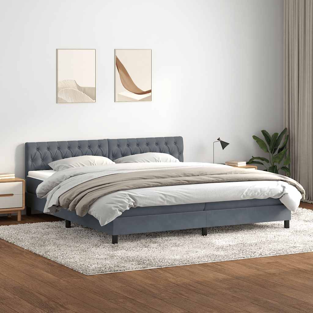 Boxspringbett Mit Matratze Samt Dunkelgrau