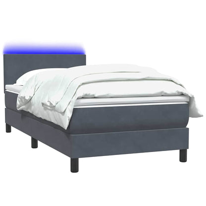 Boxspringbett Mit Matratze & Led Samt Dunkelgrau