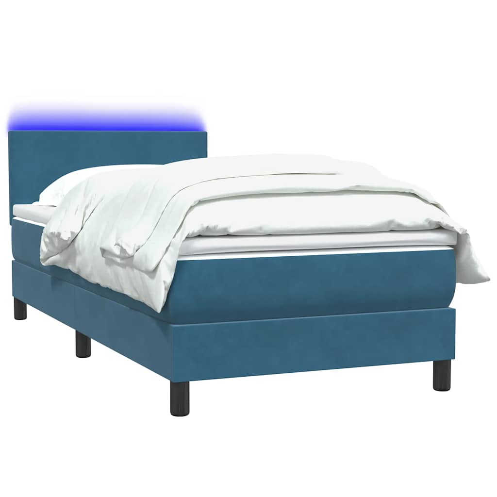 Boxspringbett Mit Matratze & Led Samt Dunkelblau