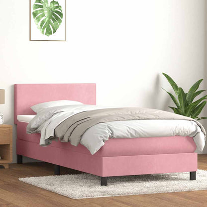 Boxspringbett Mit Matratze & Led Samt Rosa