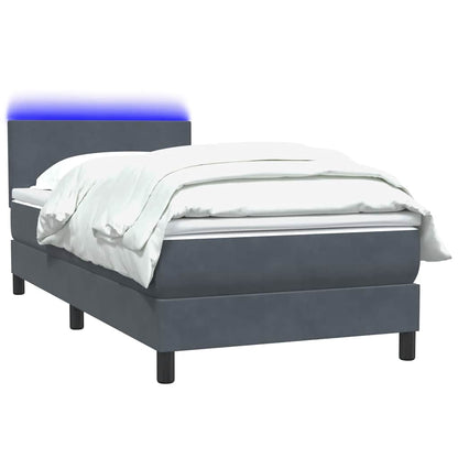 Boxspringbett Mit Matratze & Led Samt Dunkelgrau