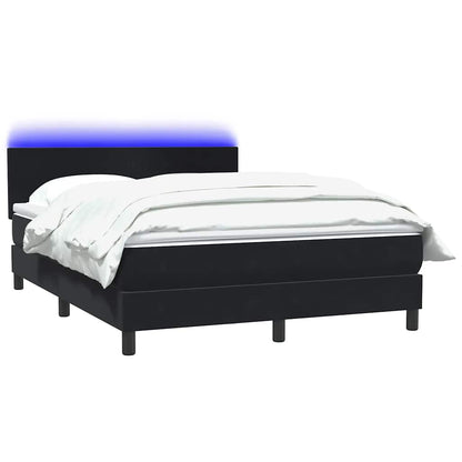 Boxspringbett Mit Matratze & Led Samt Schwarz