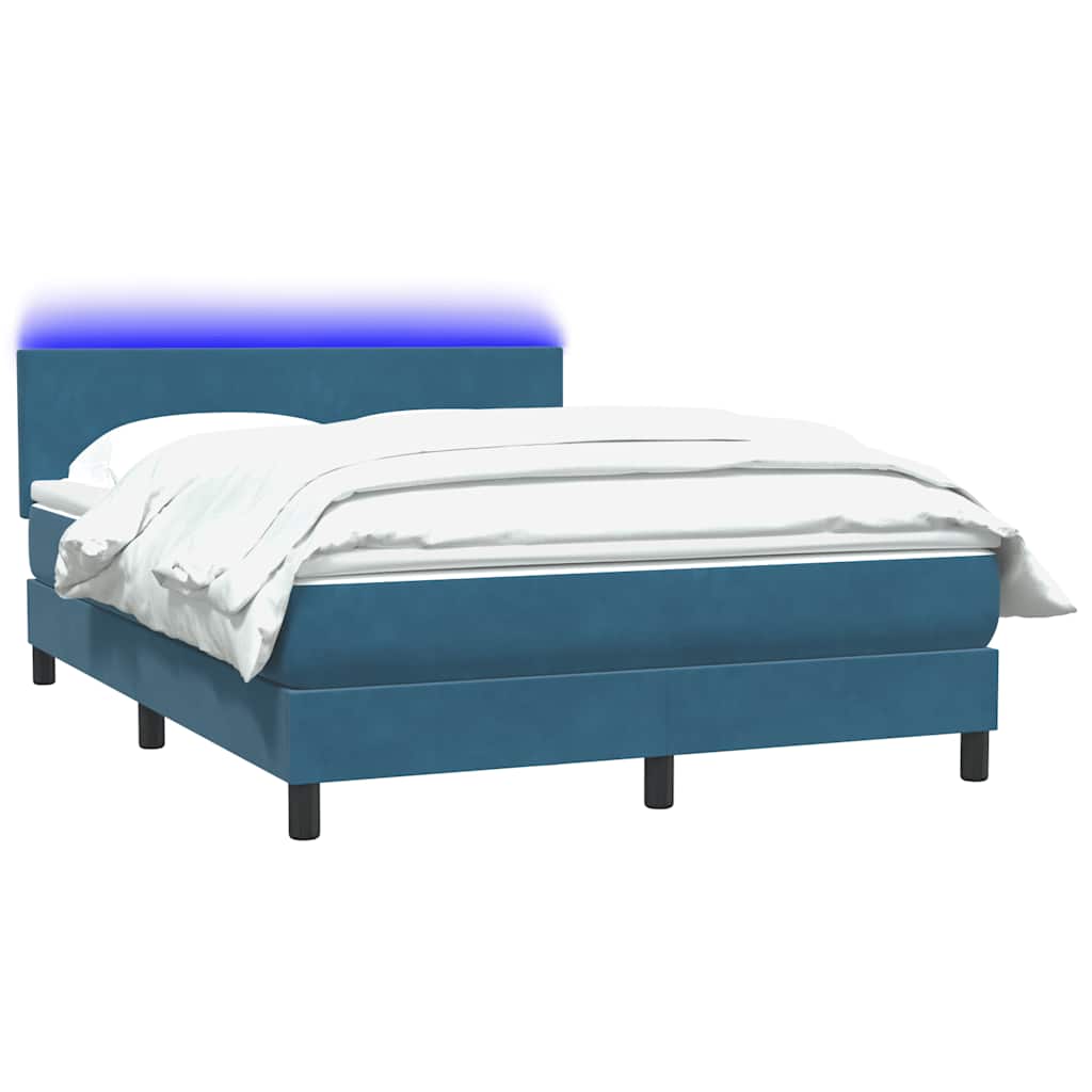 Boxspringbett Mit Matratze & Led Samt Dunkelblau
