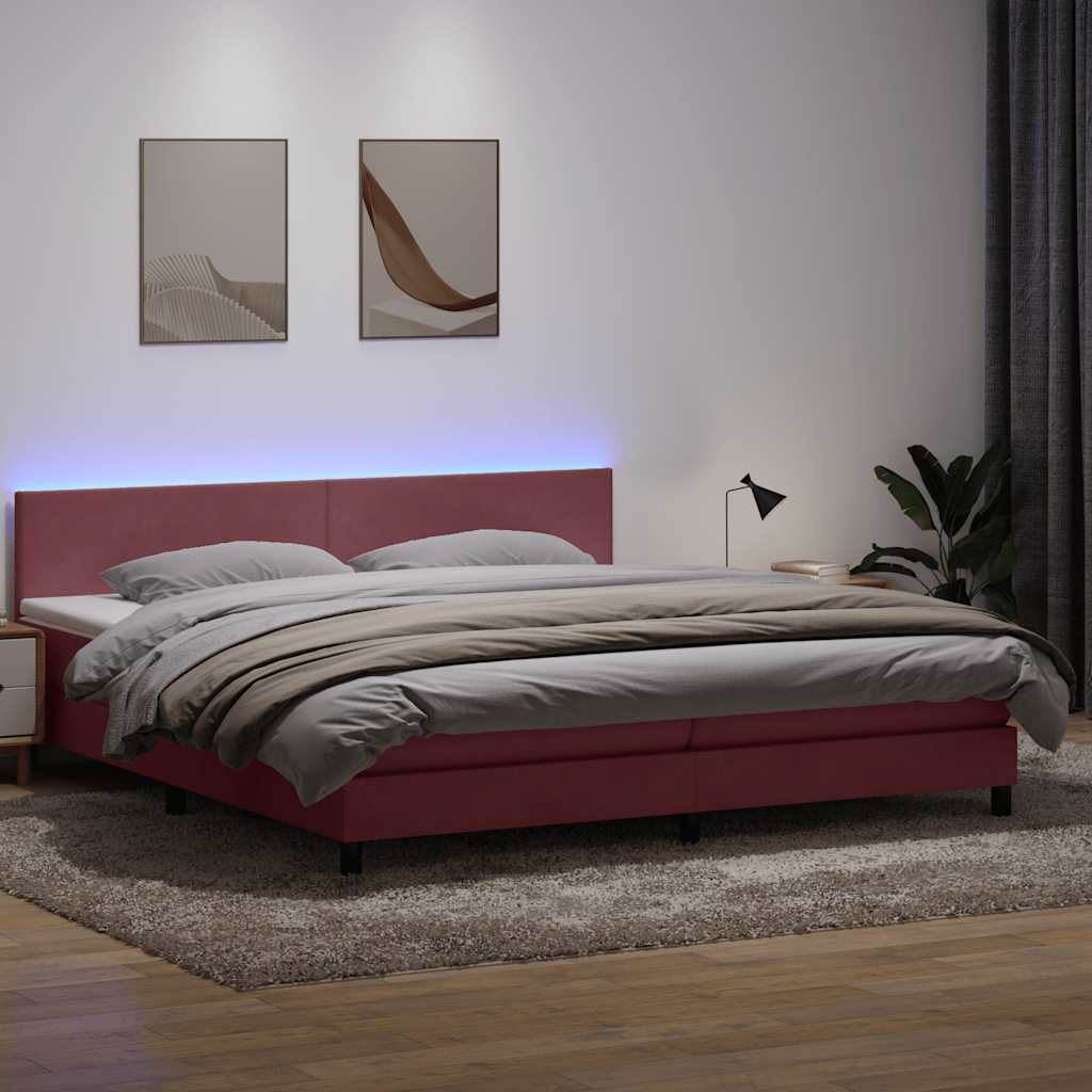 Boxspringbett Mit Matratze & Led Samt Rosa