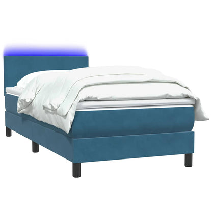 Boxspringbett Mit Matratze & Led Samt Dunkelblau