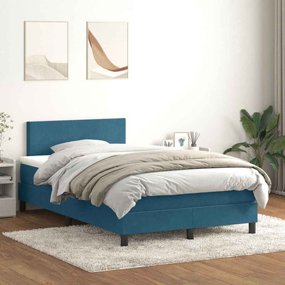 Boxspringbett Mit Matratze & Led Samt Dunkelblau