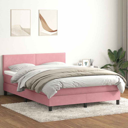 Boxspringbett Mit Matratze & Led Samt Rosa