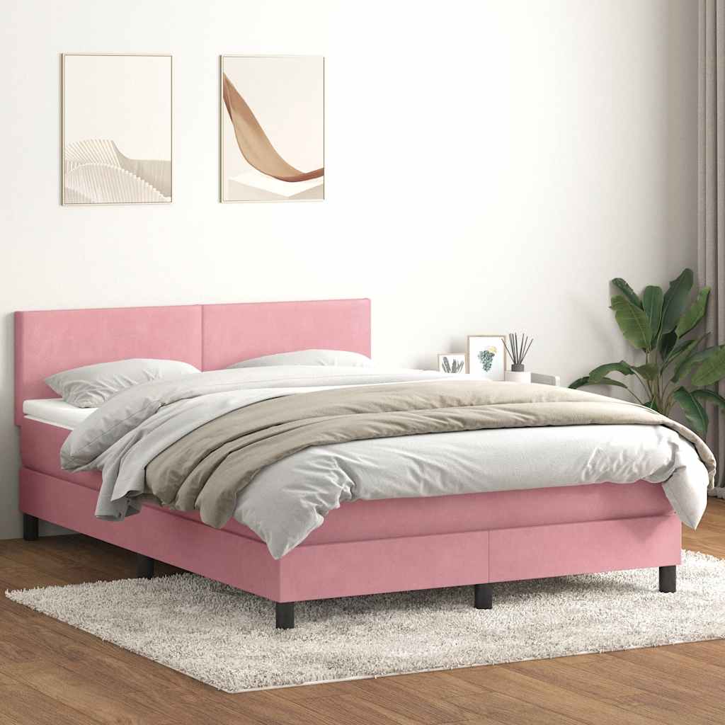 Boxspringbett Mit Matratze & Led Samt Rosa