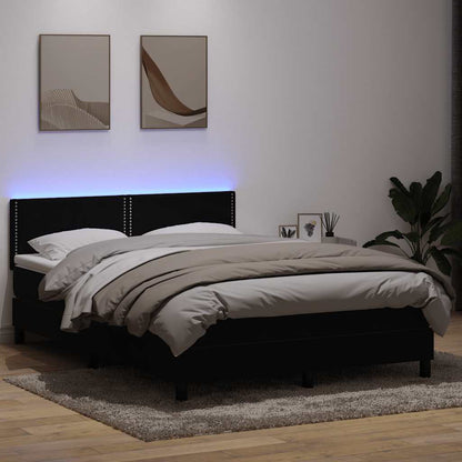 Boxspringbett Mit Matratze & Led Samt Schwarz