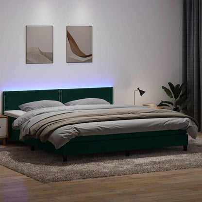 Boxspringbett Mit Matratze & Led Samt Dunkelgrün