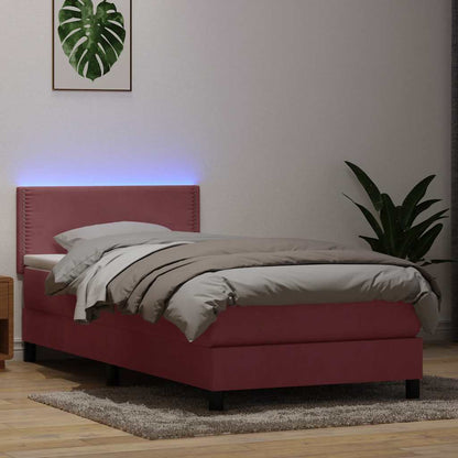 Boxspringbett Mit Matratze & Led Samt Rosa