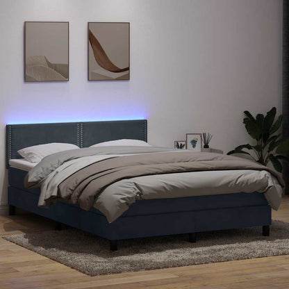 Boxspringbett Mit Matratze & Led Samt Dunkelgrau