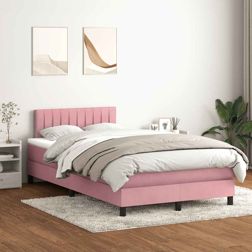 Boxspringbett Mit Matratze & Led Samt Rosa