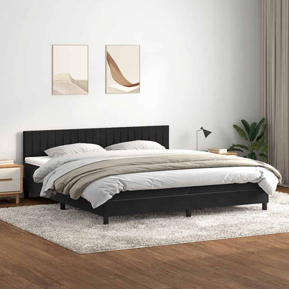 Boxspringbett Mit Matratze & Led Samt Schwarz