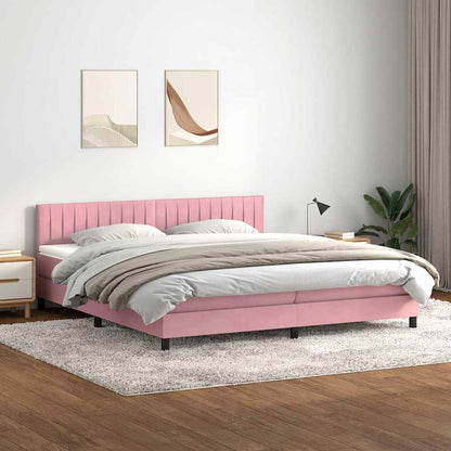 Boxspringbett Mit Matratze & Led Samt Rosa