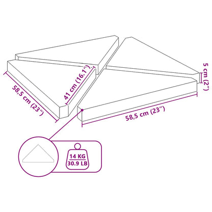 Schirm-Gewichtsplatten 4 Stk. Granit Dreieckig 14 Kg