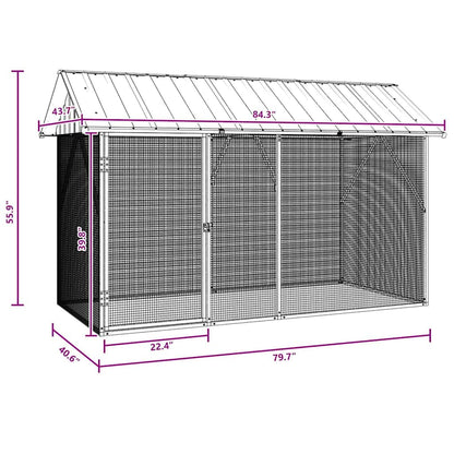 Vogelkäfig Anthrazit 227 X 112 X 141 Cm Verzinkter Stahl
