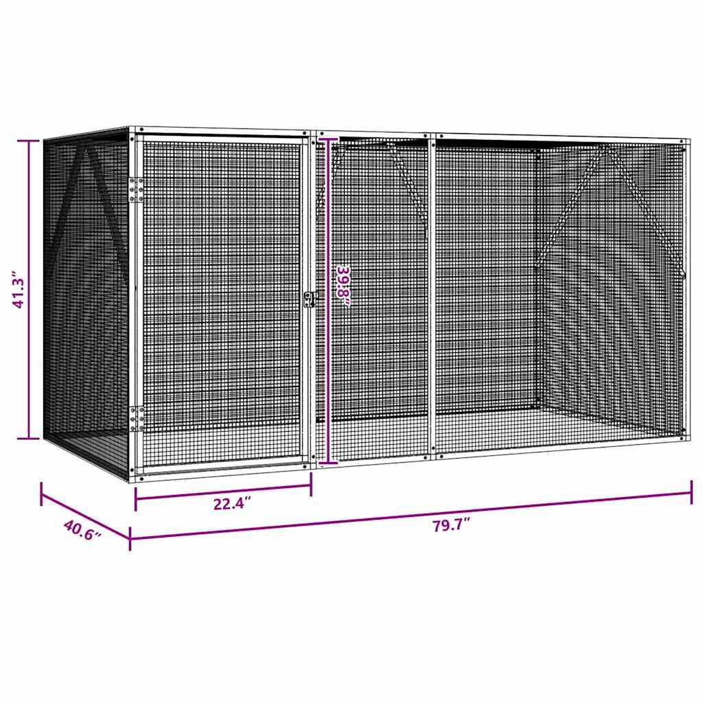 Vogelkäfig Anthrazit 208 X 102 X 108 Cm Verzinkter Stahl