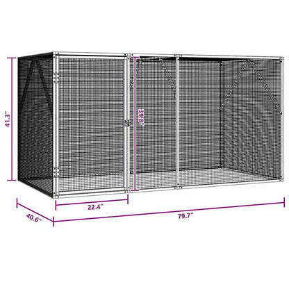 Vogelkäfig Anthrazit 208 X 102 X 108 Cm Verzinkter Stahl