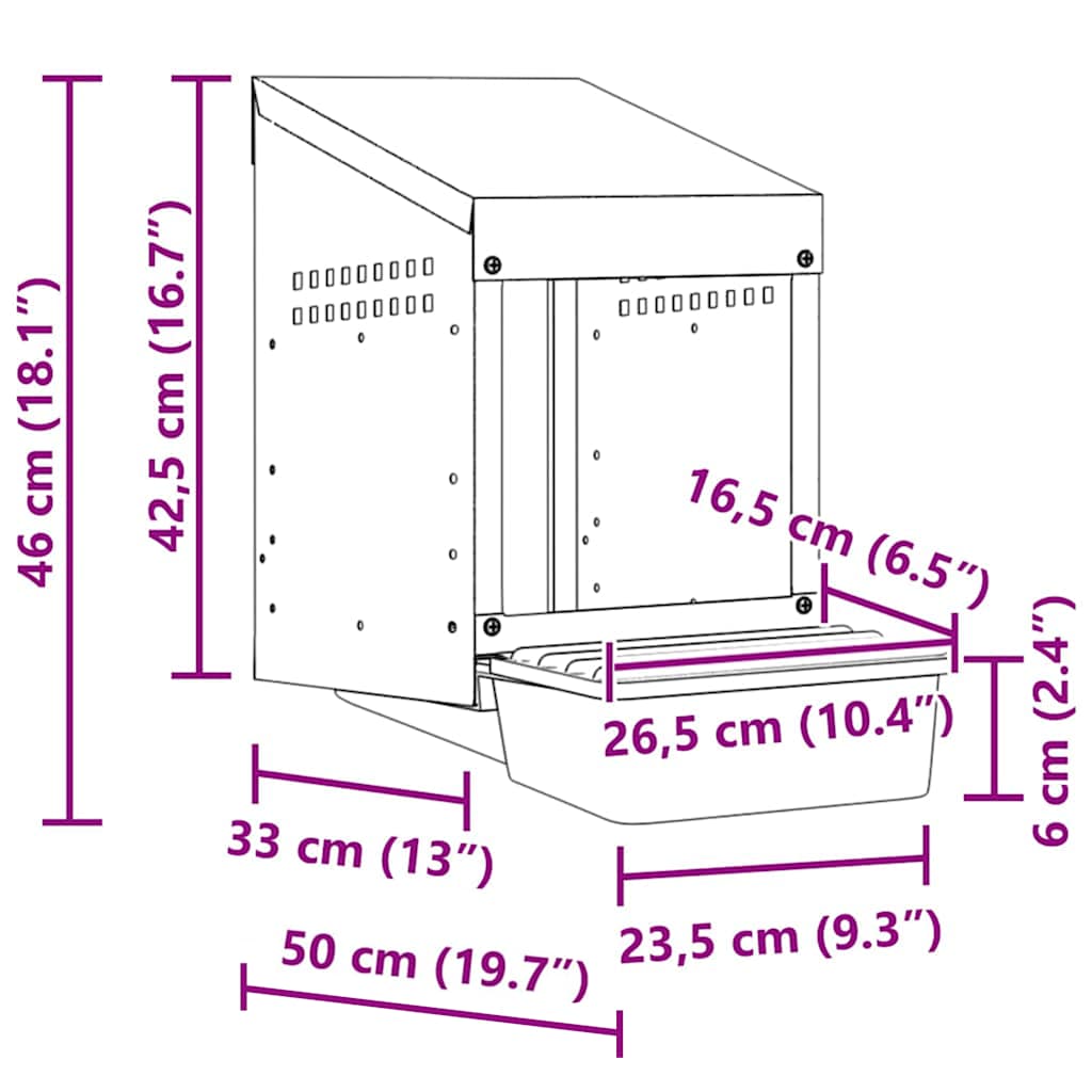 Hühner-Nistkasten 1 Fach Wandmontage Verzinkter Stahl