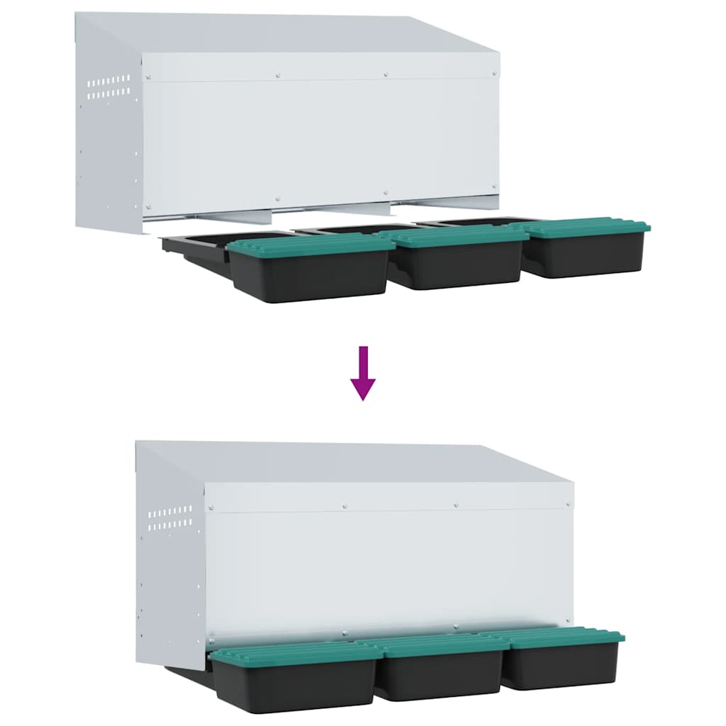Hühner-Nistkasten 3 Fächer Wandmontage Verzinkter Stahl