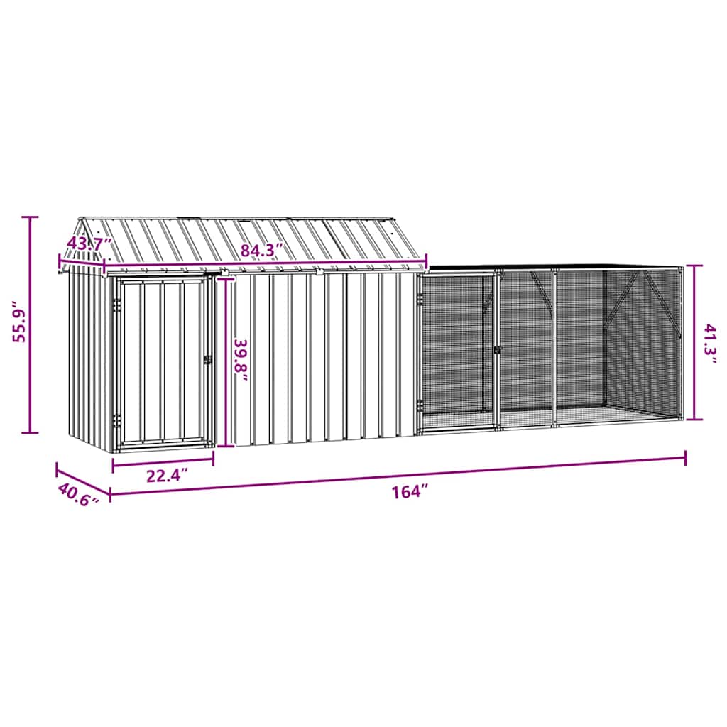 Vogelkäfig Anthrazit 416.5 X 103 X 142 Cm Verzinkter Stahl
