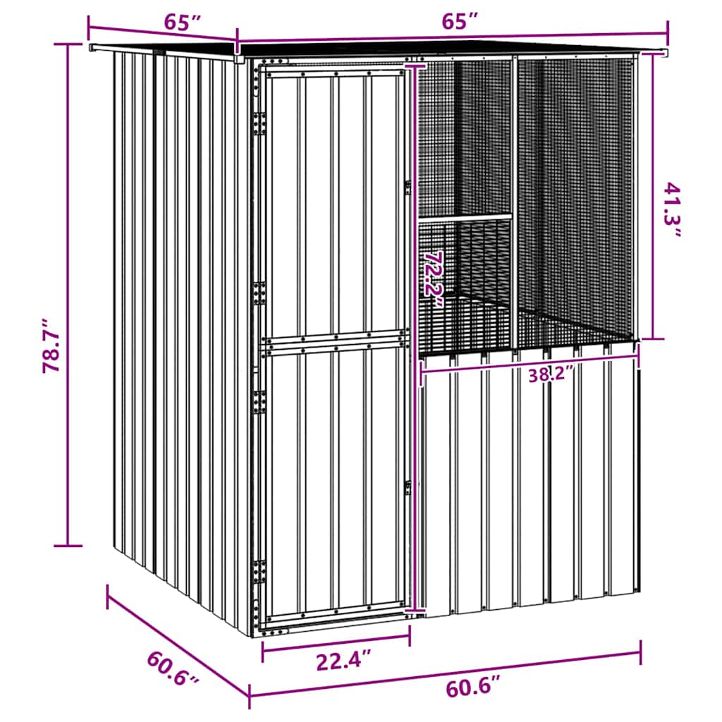 Vogelkäfig Anthrazit 154 X 154 X 200 Cm Verzinkter Stahl