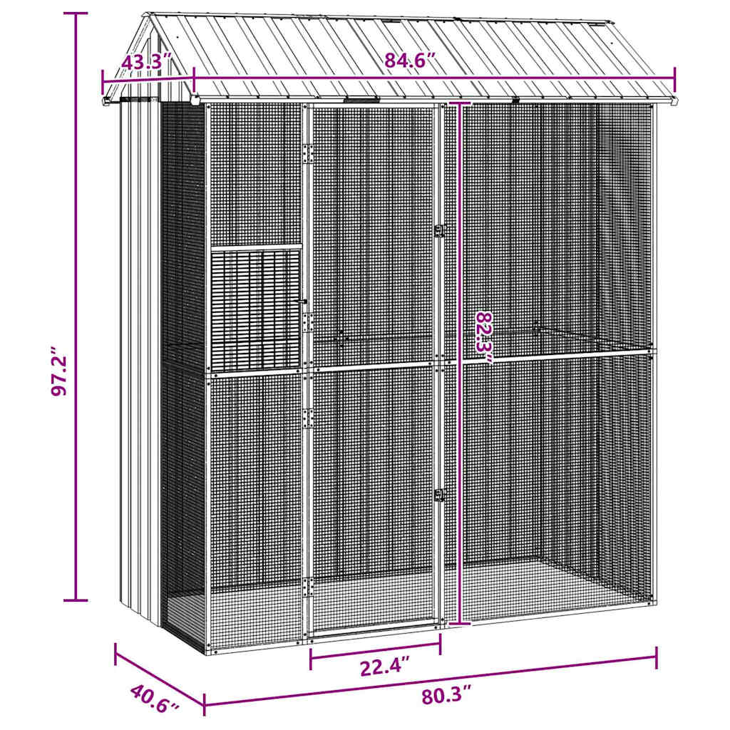 Vogelkäfig 215 X 110 X 247 Cm Verzinkter Stahl