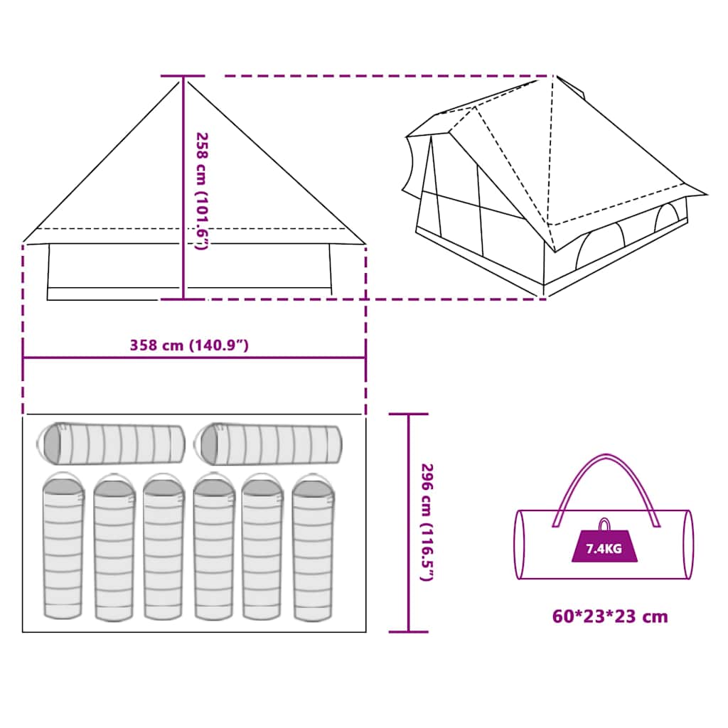 Familien-Tipi-Zelt Mit Dach 358 X 296 X 258 Cm