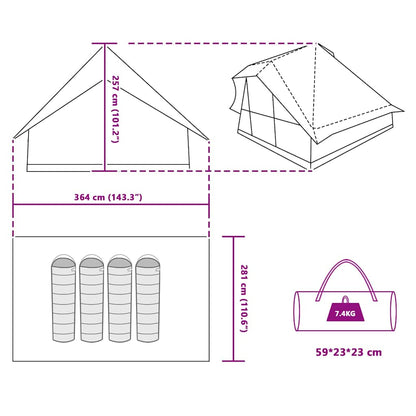 Familien-Tipi-Zelt Mit Dach 364 X 281 X 257 Cm