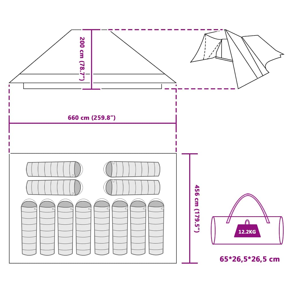 Familienzelt Mit Dach Und Beige 660 X 456 X 200 Cm
