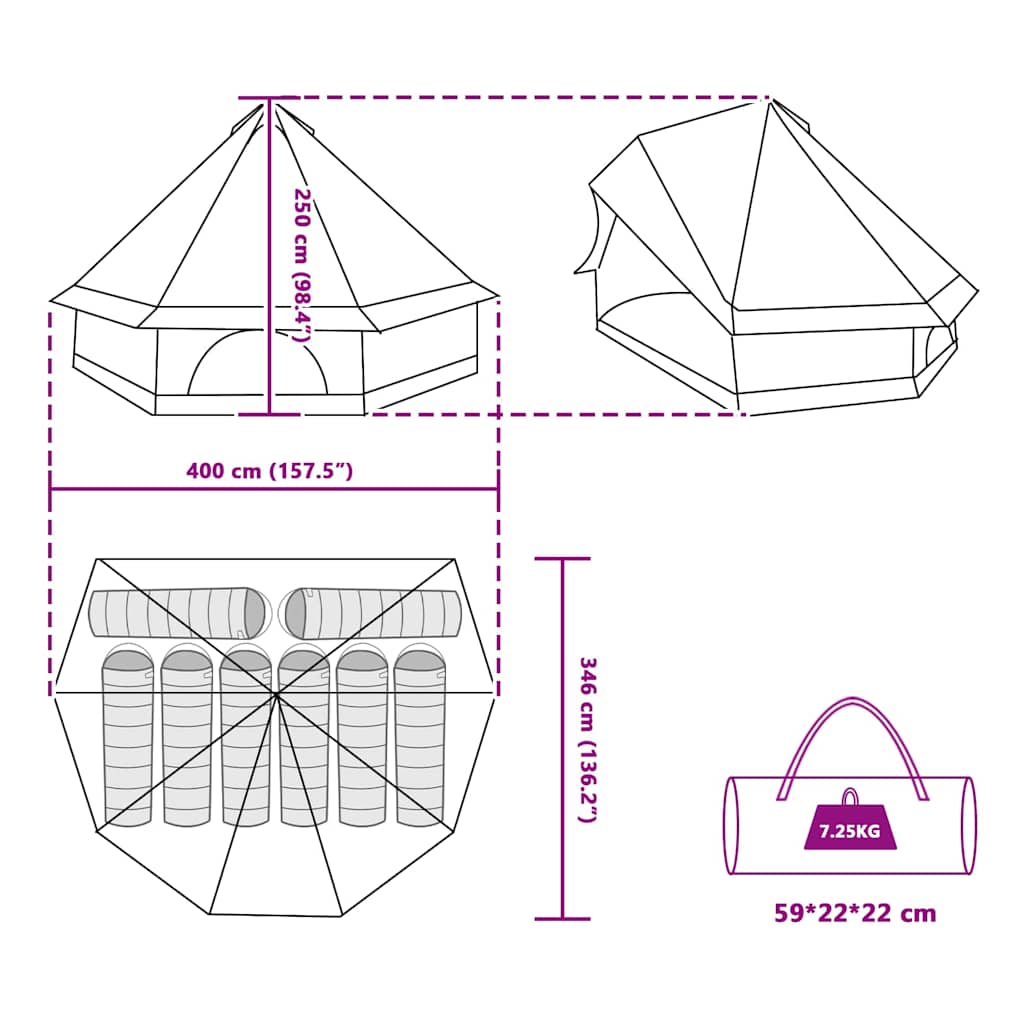 Familien-Tipi-Zelt Mit Dach Und Beige 400 X 346 X 250 Cm