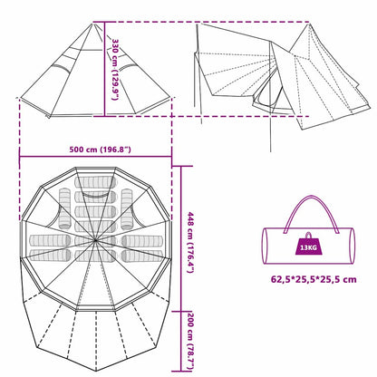 Familien-Tipi-Zelt Mit Dach 510 X 690 X 330 Cm