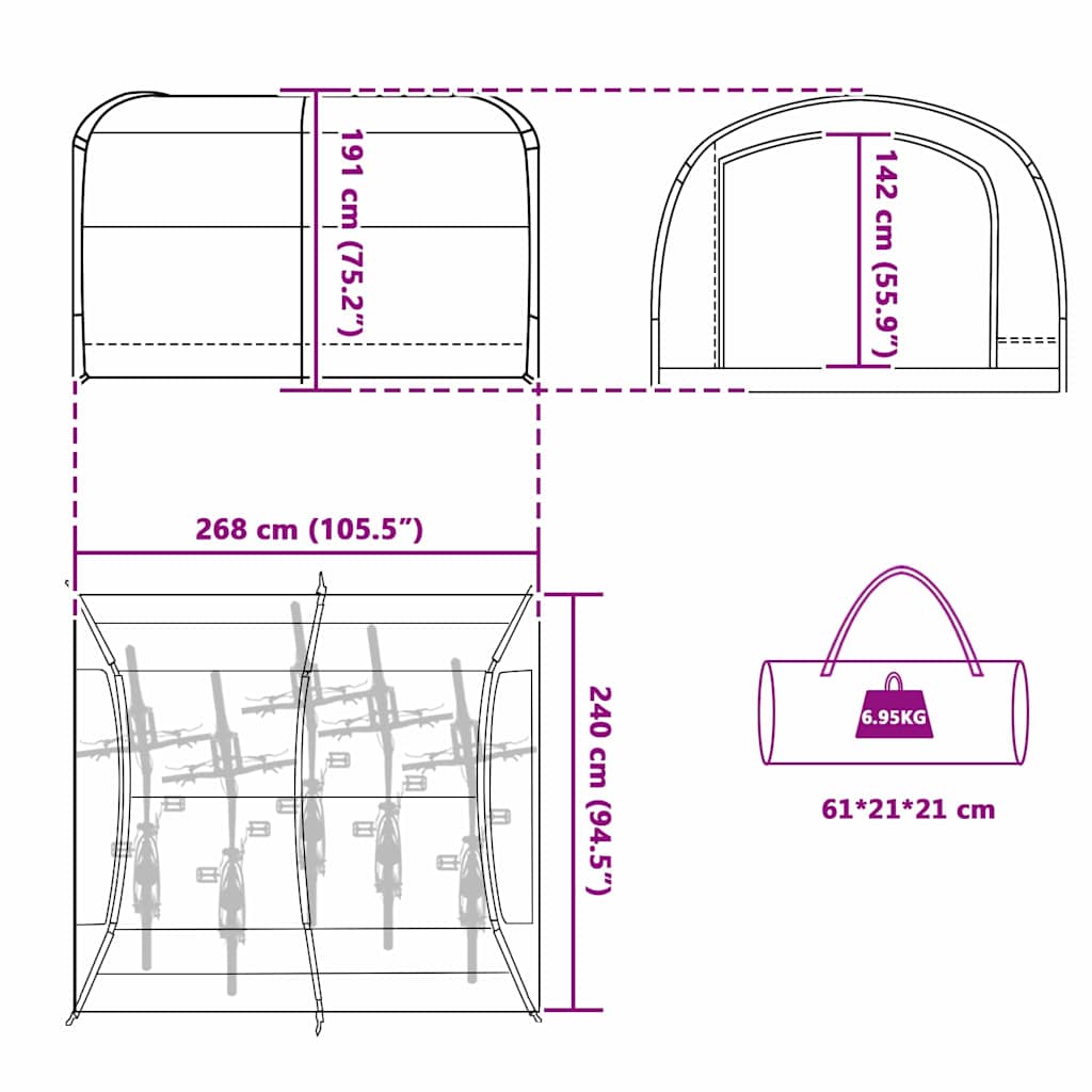 Zelt Mit Dach 268 X 240 X 191 Cm Polyester