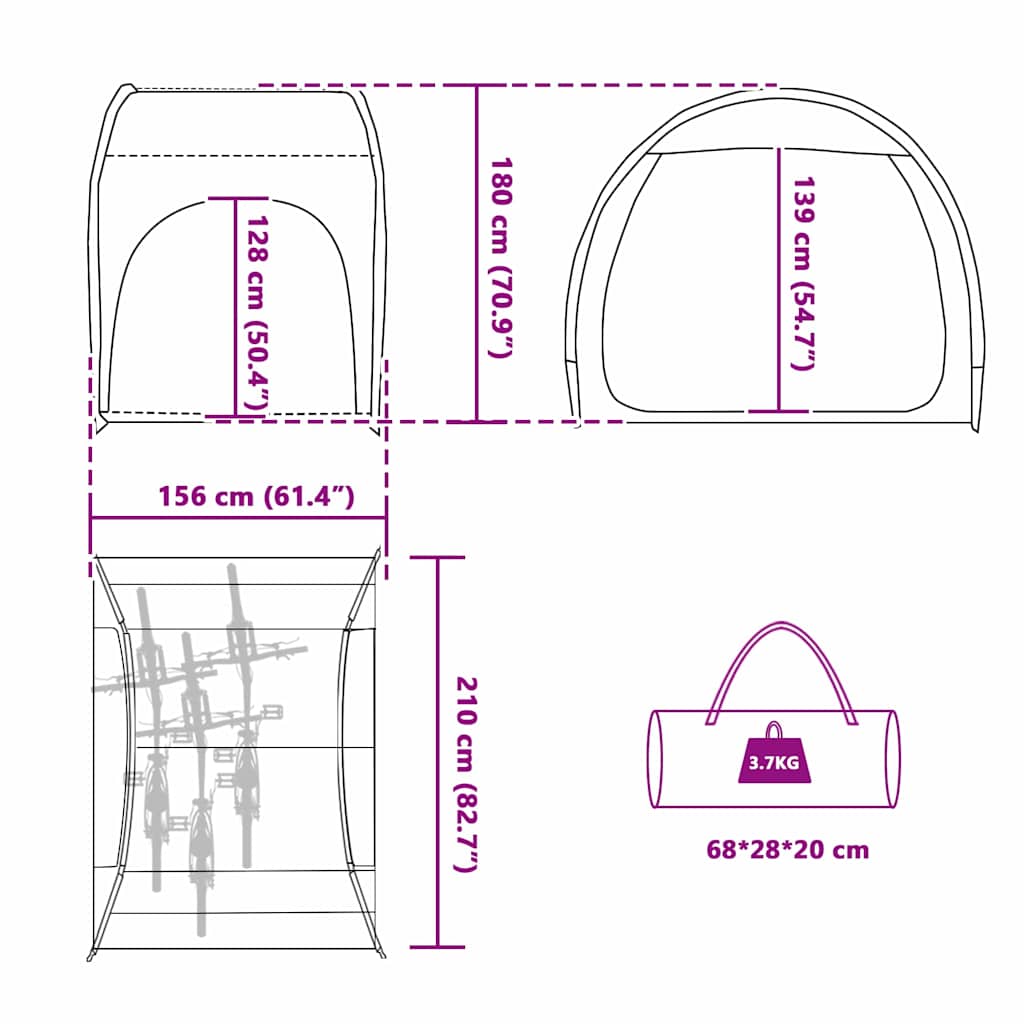 Fahrradgarage Mit Dach Mit Speicher 218 X 156 X 180 Cm