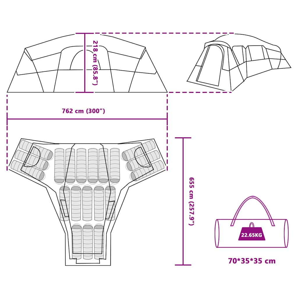 Familienzelt 762 X 655 X 218 Cm Polyester