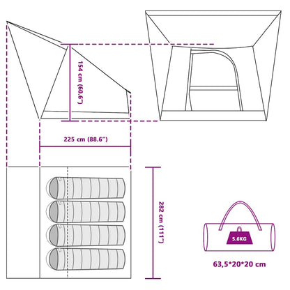 Campingzelt 282 X 225 X 154 Cm Polyester