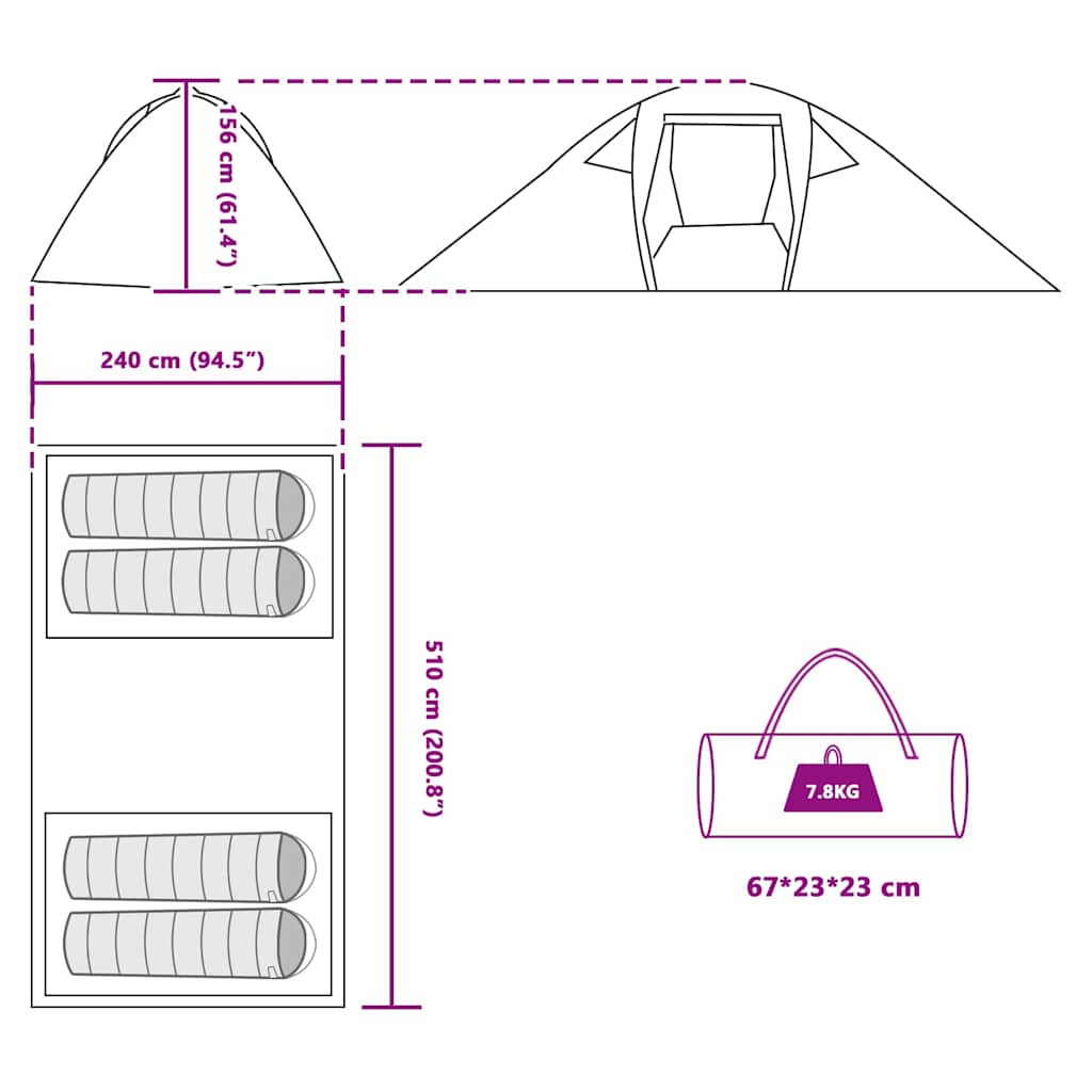 Zelt Mit Dach Sonstiges Und Schwarz 510 X 240 X 156 Cm
