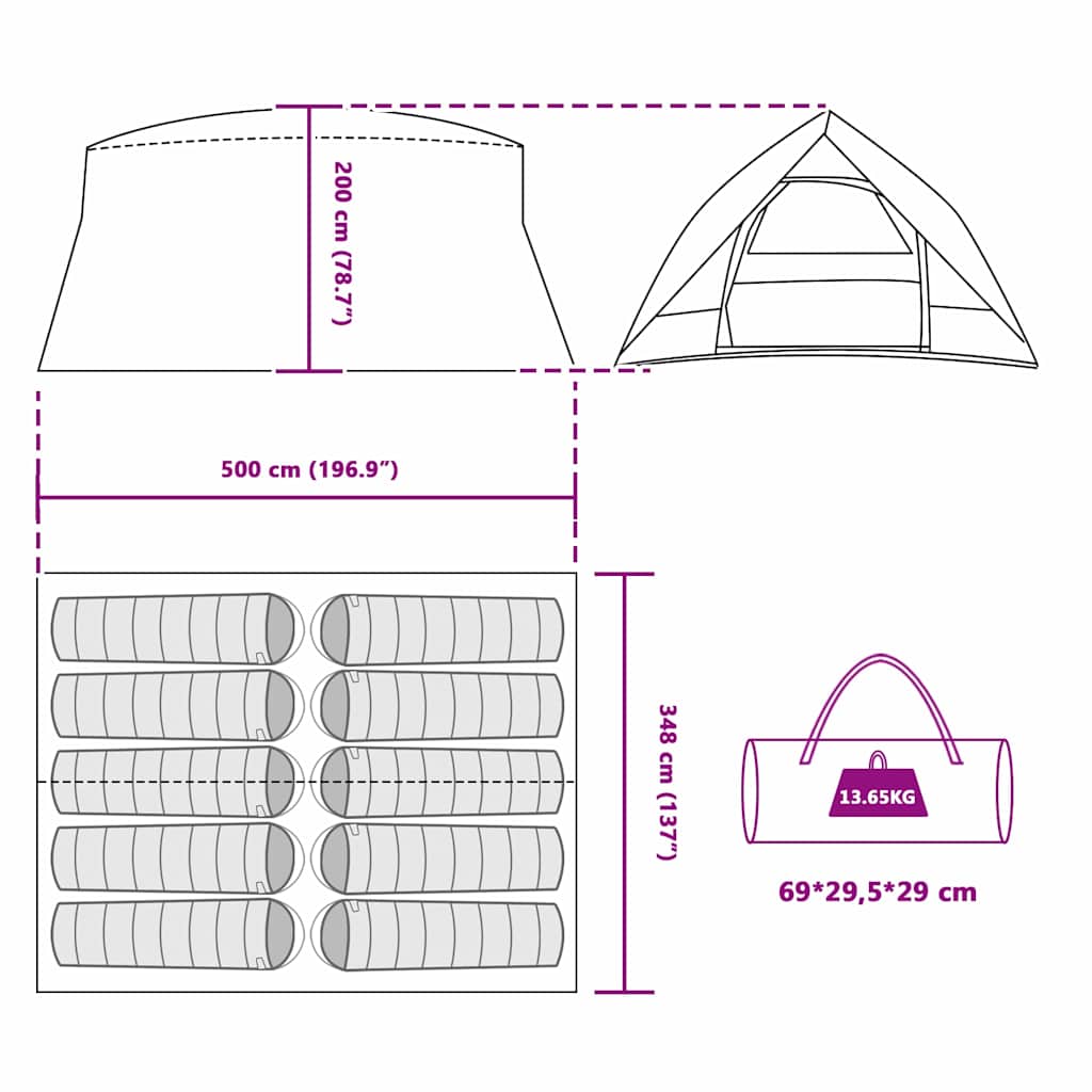 Tunnelzelt 500 X 348 X 200 Cm