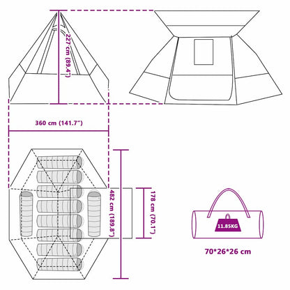 Campingzelt 482 X 360 X 227 Cm Polyester