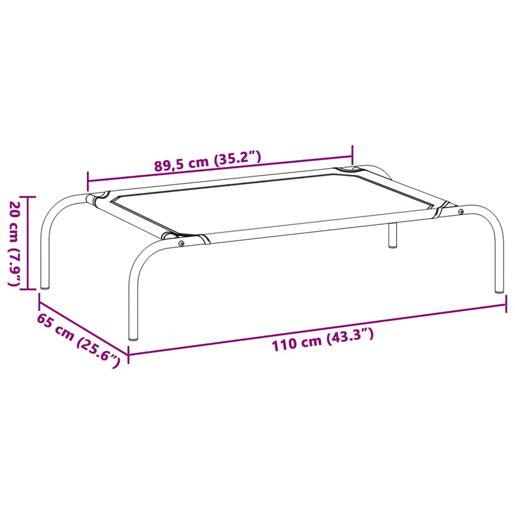 Hundebett Erhöht 110X65X20 Cm Oxford-Gewebe Und Stahl