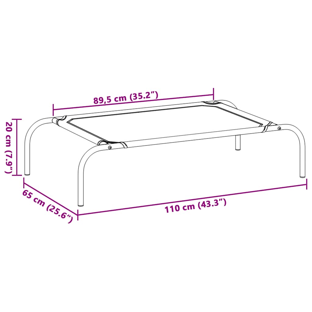 Hundebett Erhöht 110X65X20 Cm Und Stahl