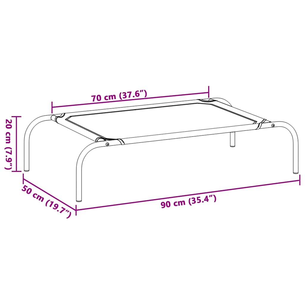 Hundebett Erhöht 90X50X20 Cm Oxford-Gewebe Und Stahl