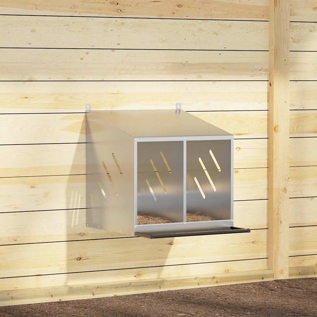 Hühner-Nistkasten Mit 2 Fächern Verzinktes Silber Metall
