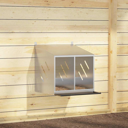 Hühner-Nistkasten Mit 2 Fächern Verzinktes Silber Metall