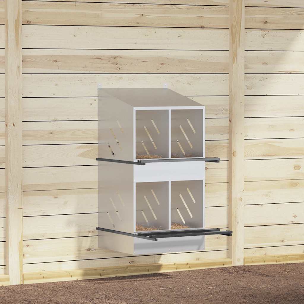 Hühner-Nistkasten Mit 2 Fächern Verzinktes Silber Metall